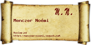 Menczer Noémi névjegykártya